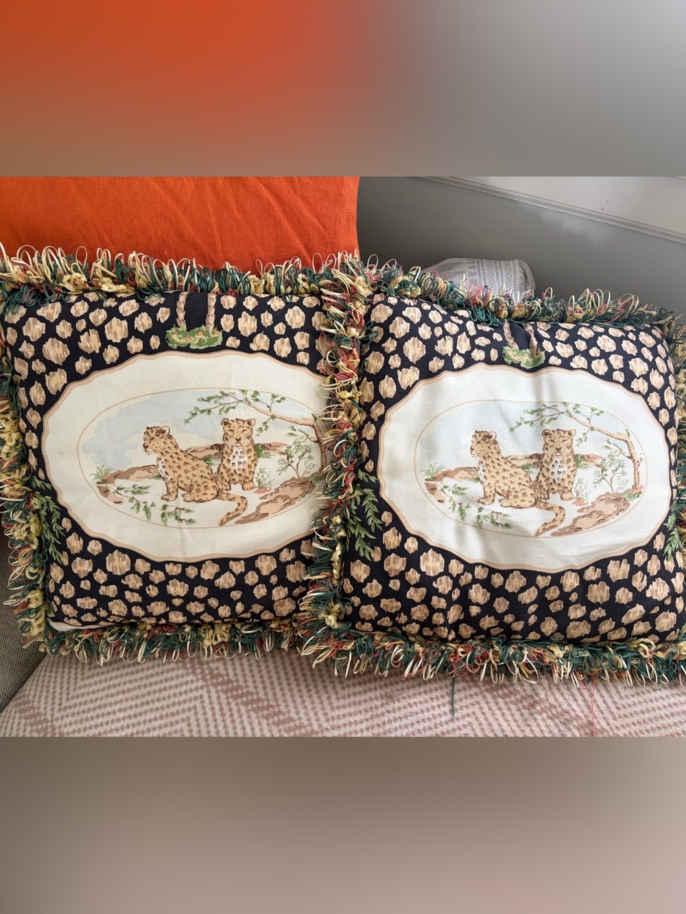 16” safari lion themed vintage custom pillows